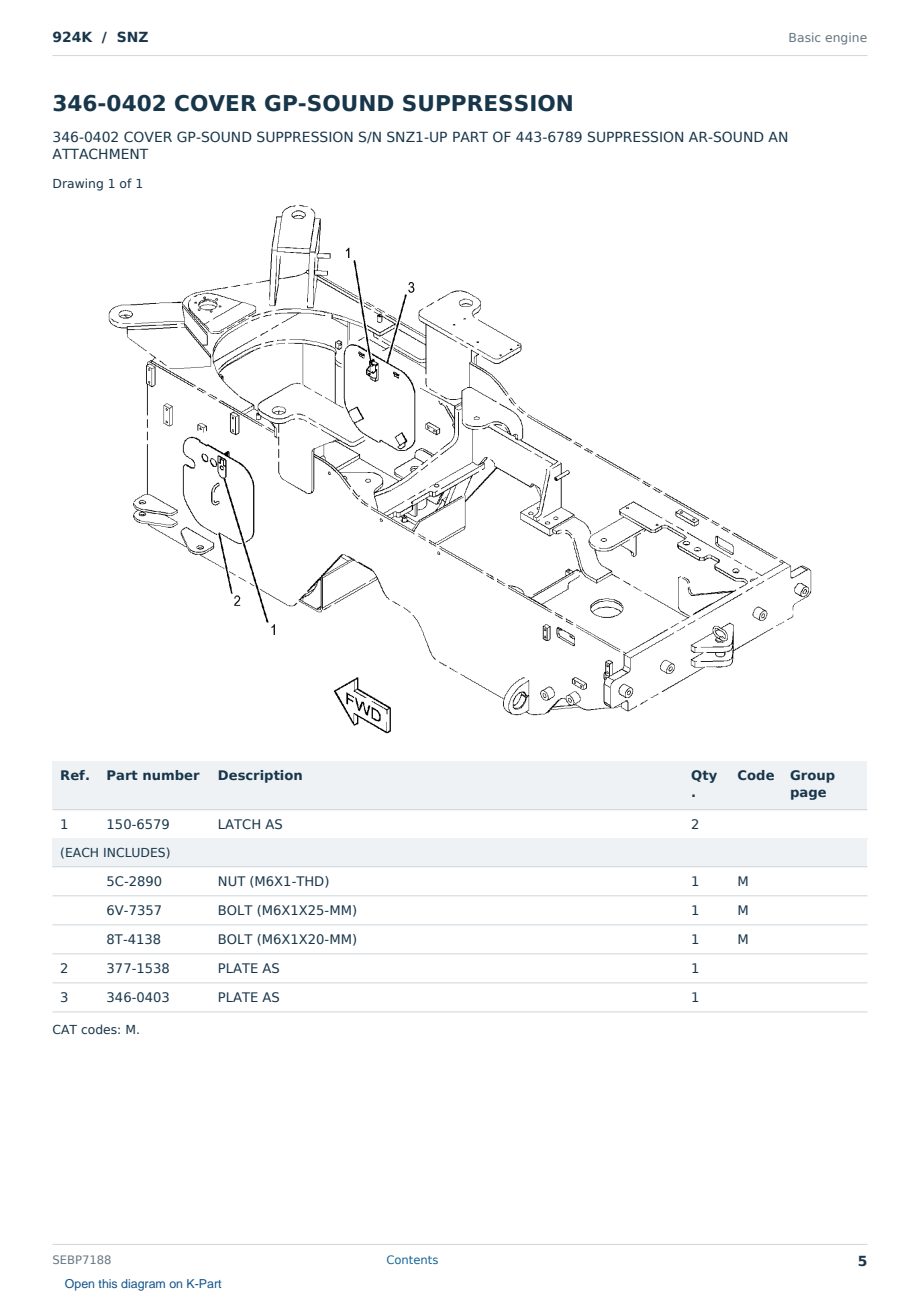 Caterpillar 924K S/N SNZ Partsbook SEBP7188 (English) - sample page 5 of 10 Caterpillar 924K S/N SNZ Partsbook SEBP7188 (English) - sample page 5 of 10