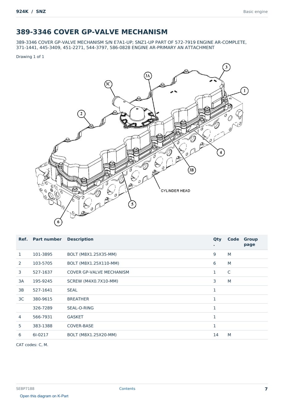 Caterpillar 924K S/N SNZ Partsbook SEBP7188 (English) - sample page 7 of 10 Caterpillar 924K S/N SNZ Partsbook SEBP7188 (English) - sample page 7 of 10