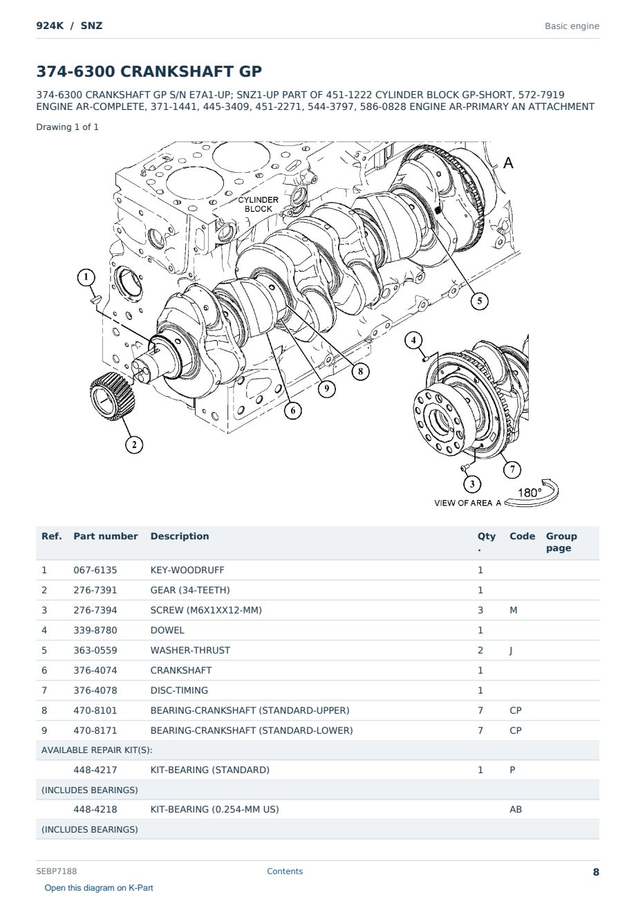 Caterpillar 924K S/N SNZ Partsbook SEBP7188 (English) - sample page 8 of 10 Caterpillar 924K S/N SNZ Partsbook SEBP7188 (English) - sample page 8 of 10