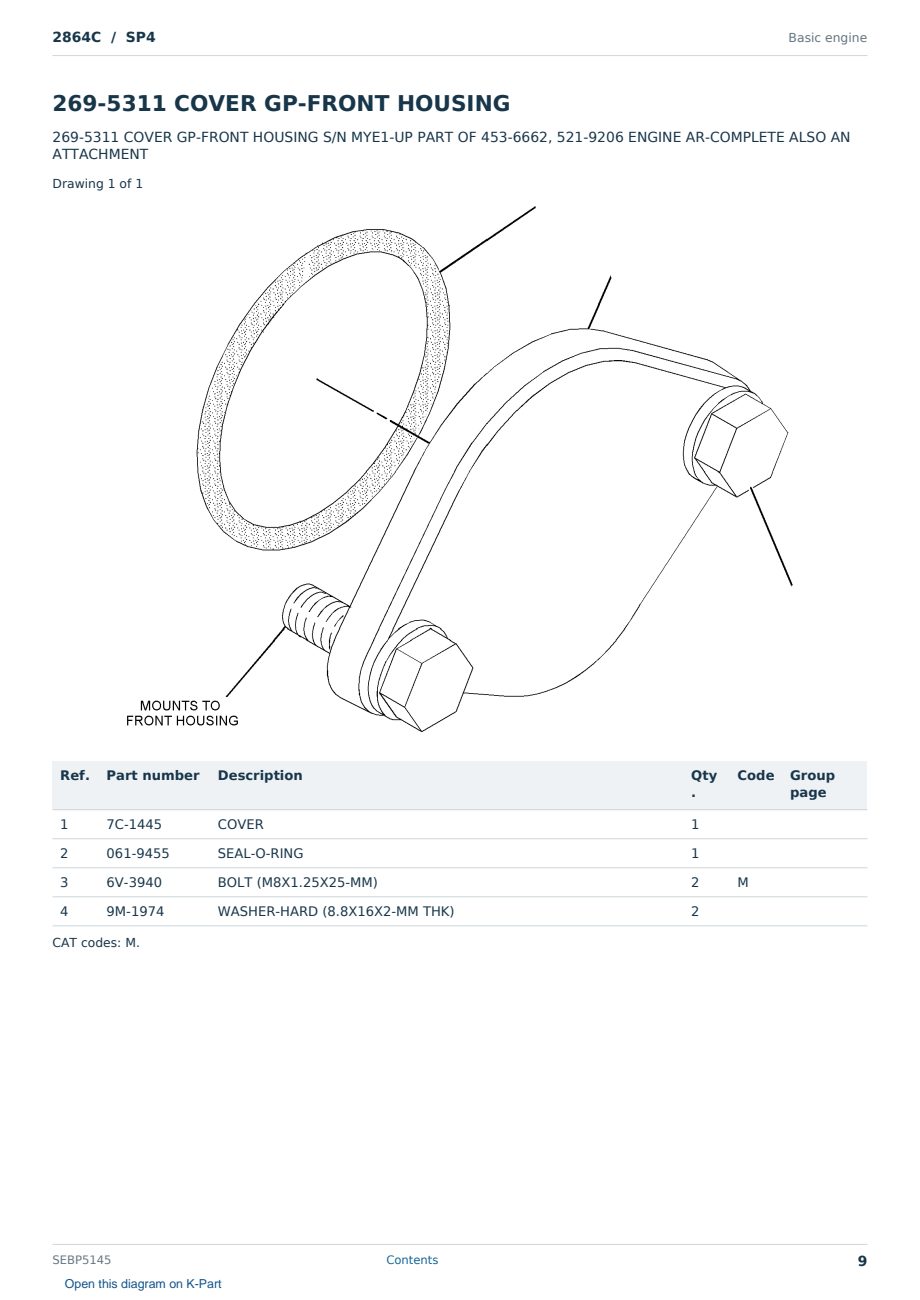 Caterpillar 2864C S/N SP4 Partsbook SEBP5145 (English) - sample page 9 of 10 Caterpillar 2864C S/N SP4 Partsbook SEBP5145 (English) - sample page 9 of 10