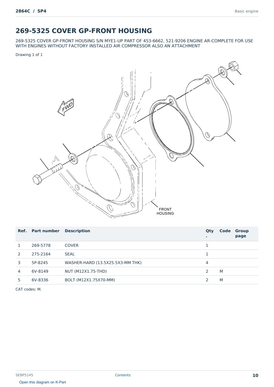 Caterpillar 2864C S/N SP4 Partsbook SEBP5145 (English) - sample page 10 of 10 Caterpillar 2864C S/N SP4 Partsbook SEBP5145 (English) - sample page 10 of 10