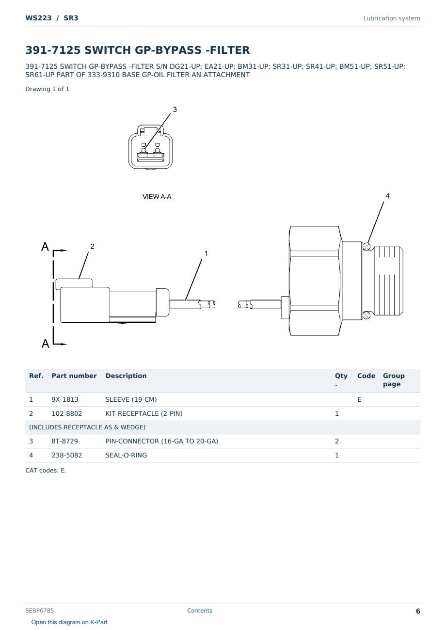 Caterpillar WS223 S/N SR3 Partsbook SEBP6785 (English) - sample page 6 of 10 Caterpillar WS223 S/N SR3 Partsbook SEBP6785 (English) - sample page 6 of 10