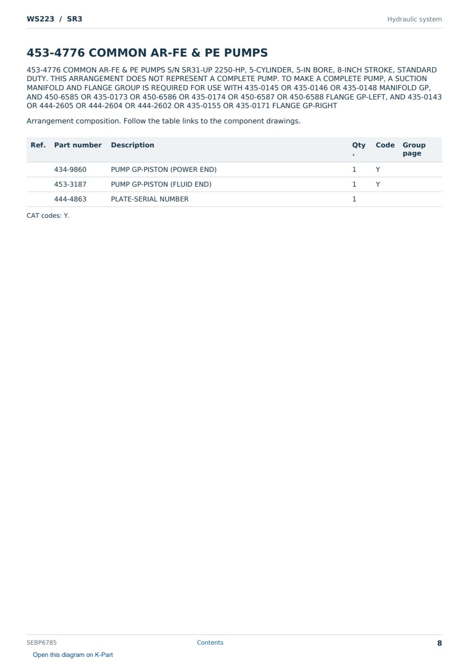 Caterpillar WS223 S/N SR3 Partsbook SEBP6785 (English) - sample page 8 of 10 Caterpillar WS223 S/N SR3 Partsbook SEBP6785 (English) - sample page 8 of 10