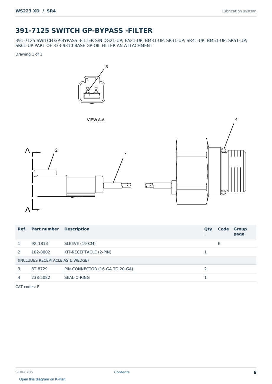 Caterpillar WS223 XD S/N SR4 Partsbook SEBP6785 (English) - sample page 6 of 10 Caterpillar WS223 XD S/N SR4 Partsbook SEBP6785 (English) - sample page 6 of 10