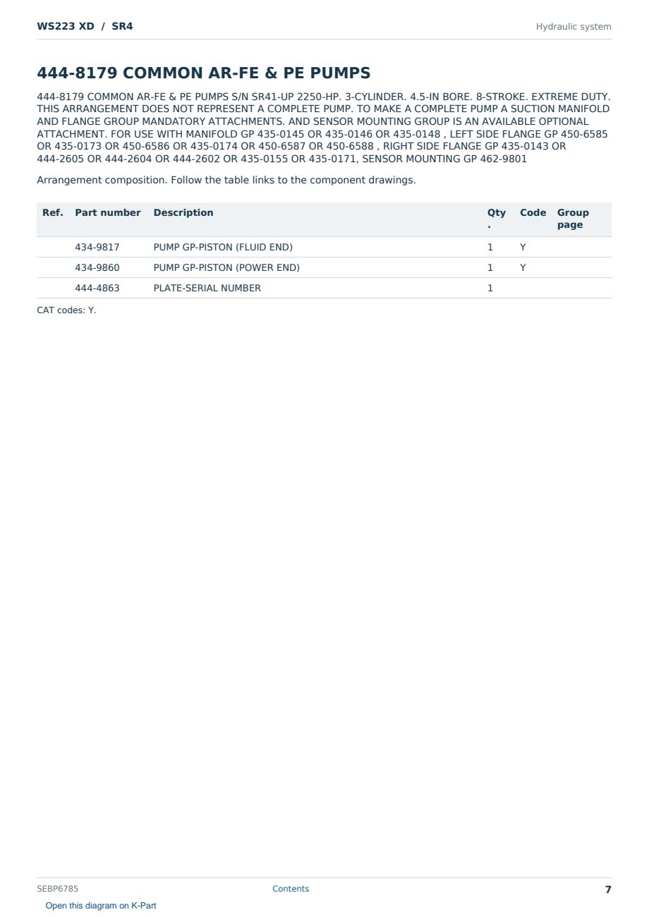 Caterpillar WS223 XD S/N SR4 Partsbook SEBP6785 (English) - sample page 7 of 10 Caterpillar WS223 XD S/N SR4 Partsbook SEBP6785 (English) - sample page 7 of 10