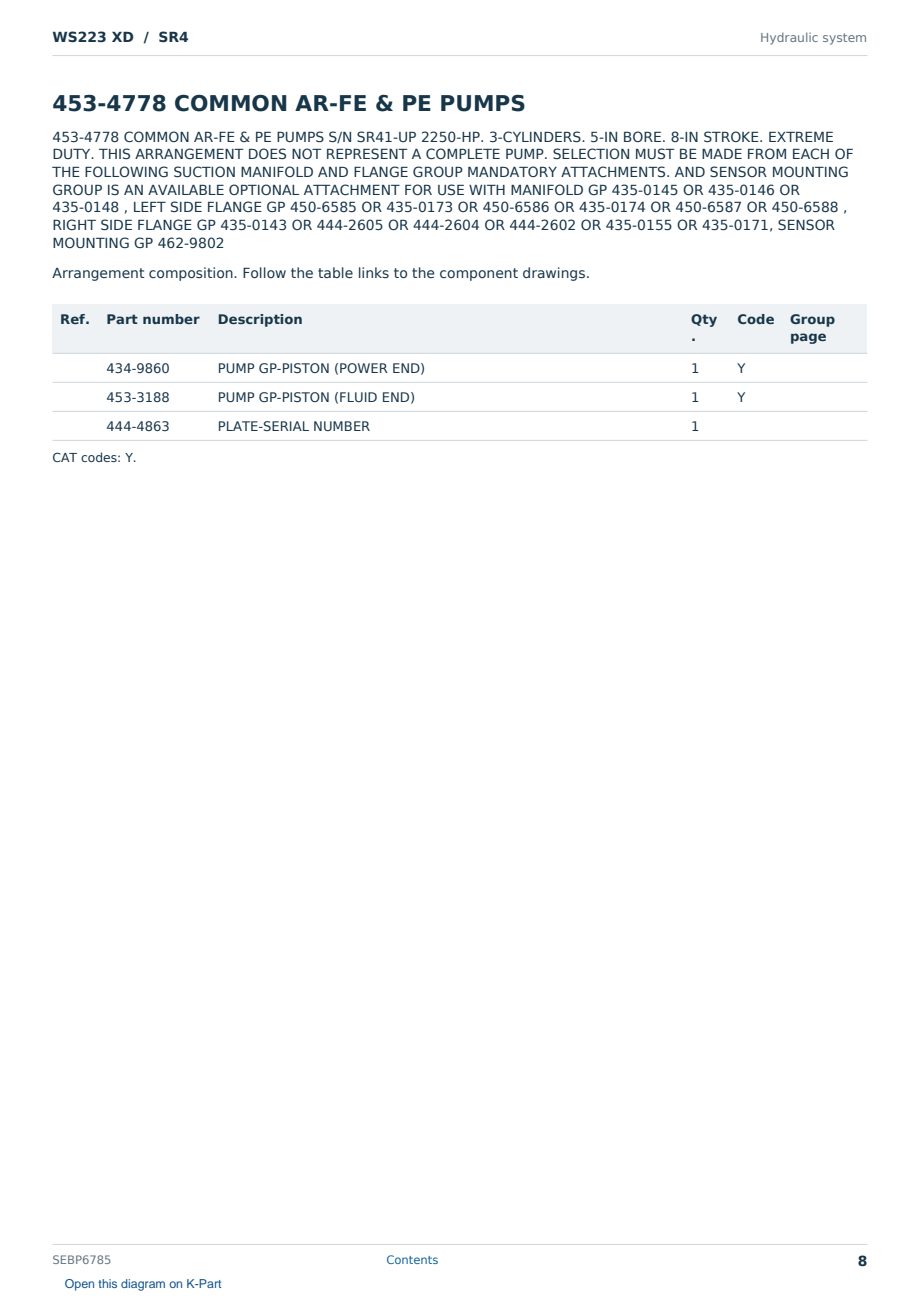 Caterpillar WS223 XD S/N SR4 Partsbook SEBP6785 (English) - sample page 8 of 10 Caterpillar WS223 XD S/N SR4 Partsbook SEBP6785 (English) - sample page 8 of 10