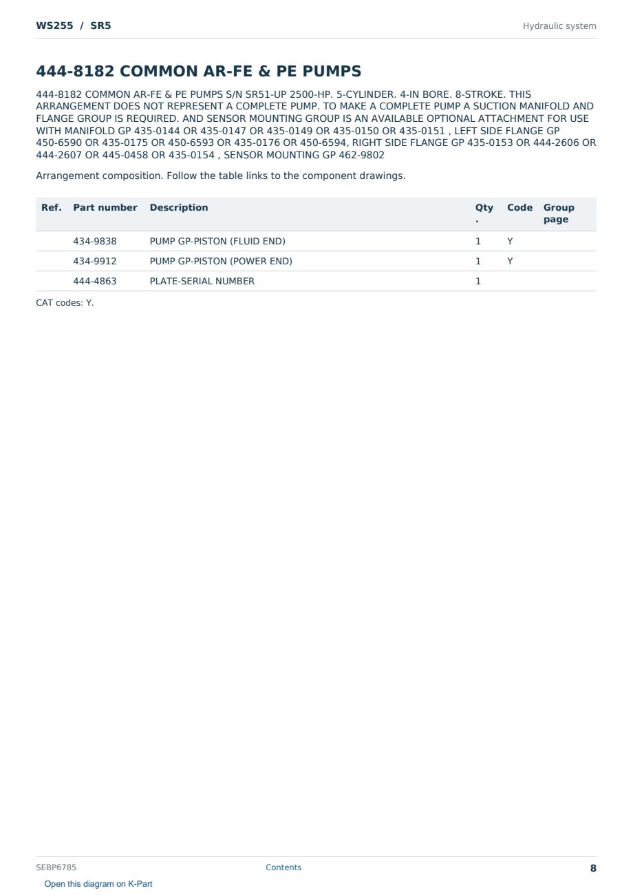 Caterpillar WS255 S/N SR5 Partsbook SEBP6785 (English) - sample page 8 of 10 Caterpillar WS255 S/N SR5 Partsbook SEBP6785 (English) - sample page 8 of 10