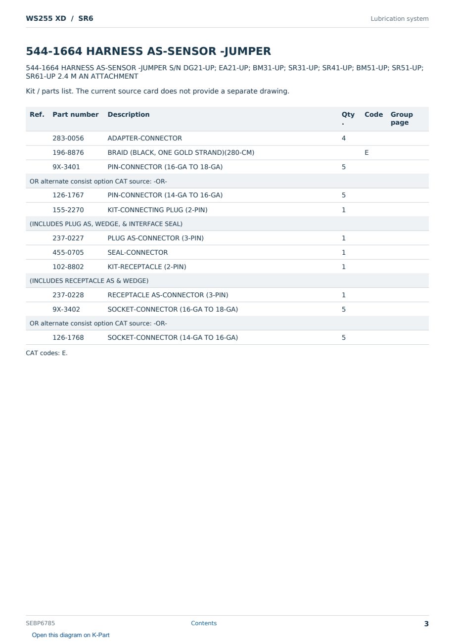 Caterpillar WS255 XD S/N SR6 Partsbook SEBP6785 (English) - sample page 3 of 10 Caterpillar WS255 XD S/N SR6 Partsbook SEBP6785 (English) - sample page 3 of 10