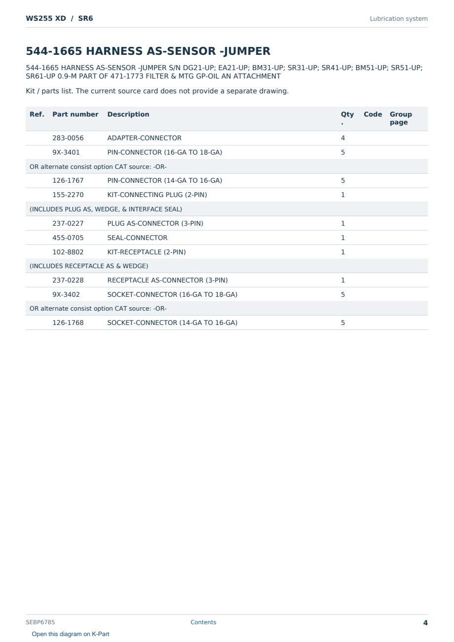 Caterpillar WS255 XD S/N SR6 Partsbook SEBP6785 (English) - sample page 4 of 10 Caterpillar WS255 XD S/N SR6 Partsbook SEBP6785 (English) - sample page 4 of 10
