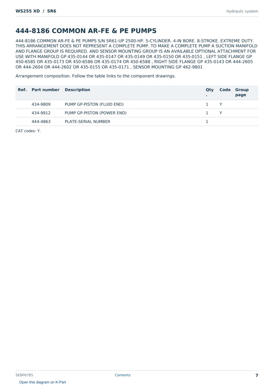 Caterpillar WS255 XD S/N SR6 Partsbook SEBP6785 (English) - sample page 7 of 10 Caterpillar WS255 XD S/N SR6 Partsbook SEBP6785 (English) - sample page 7 of 10
