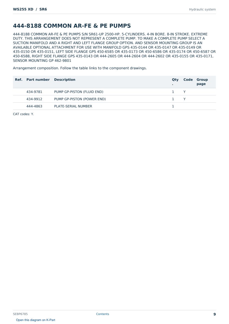 Caterpillar WS255 XD S/N SR6 Partsbook SEBP6785 (English) - sample page 9 of 10 Caterpillar WS255 XD S/N SR6 Partsbook SEBP6785 (English) - sample page 9 of 10