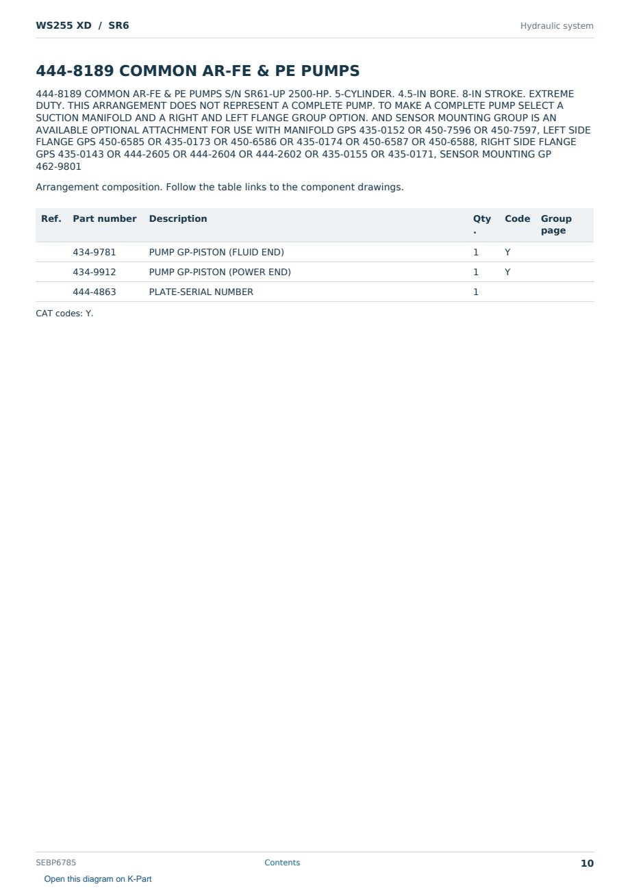 Caterpillar WS255 XD S/N SR6 Partsbook SEBP6785 (English) - sample page 10 of 10 Caterpillar WS255 XD S/N SR6 Partsbook SEBP6785 (English) - sample page 10 of 10
