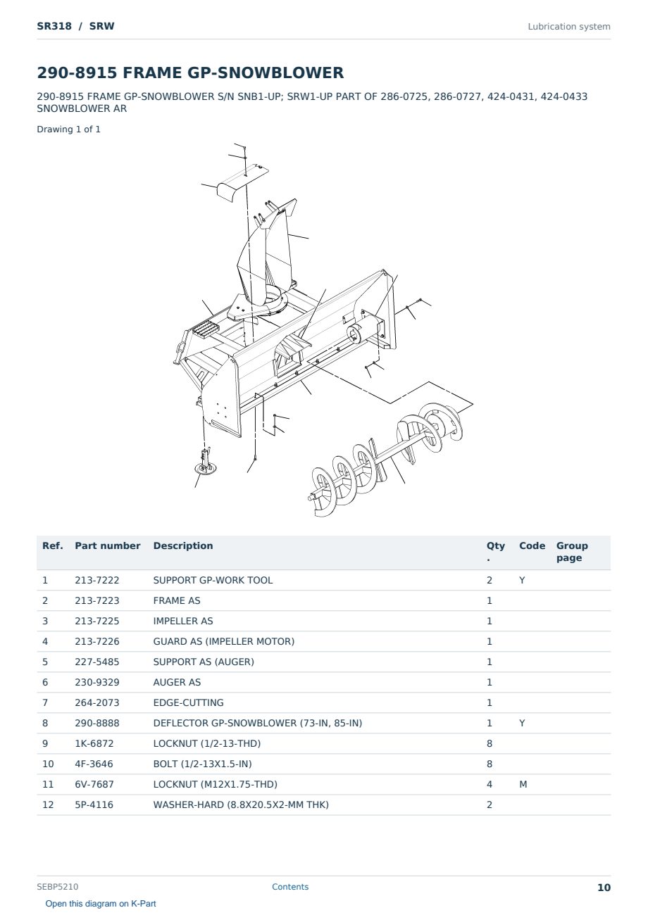 Caterpillar SR318 S/N SRW Partsbook SEBP5210 (English) - sample page 10 of 10 Caterpillar SR318 S/N SRW Partsbook SEBP5210 (English) - sample page 10 of 10