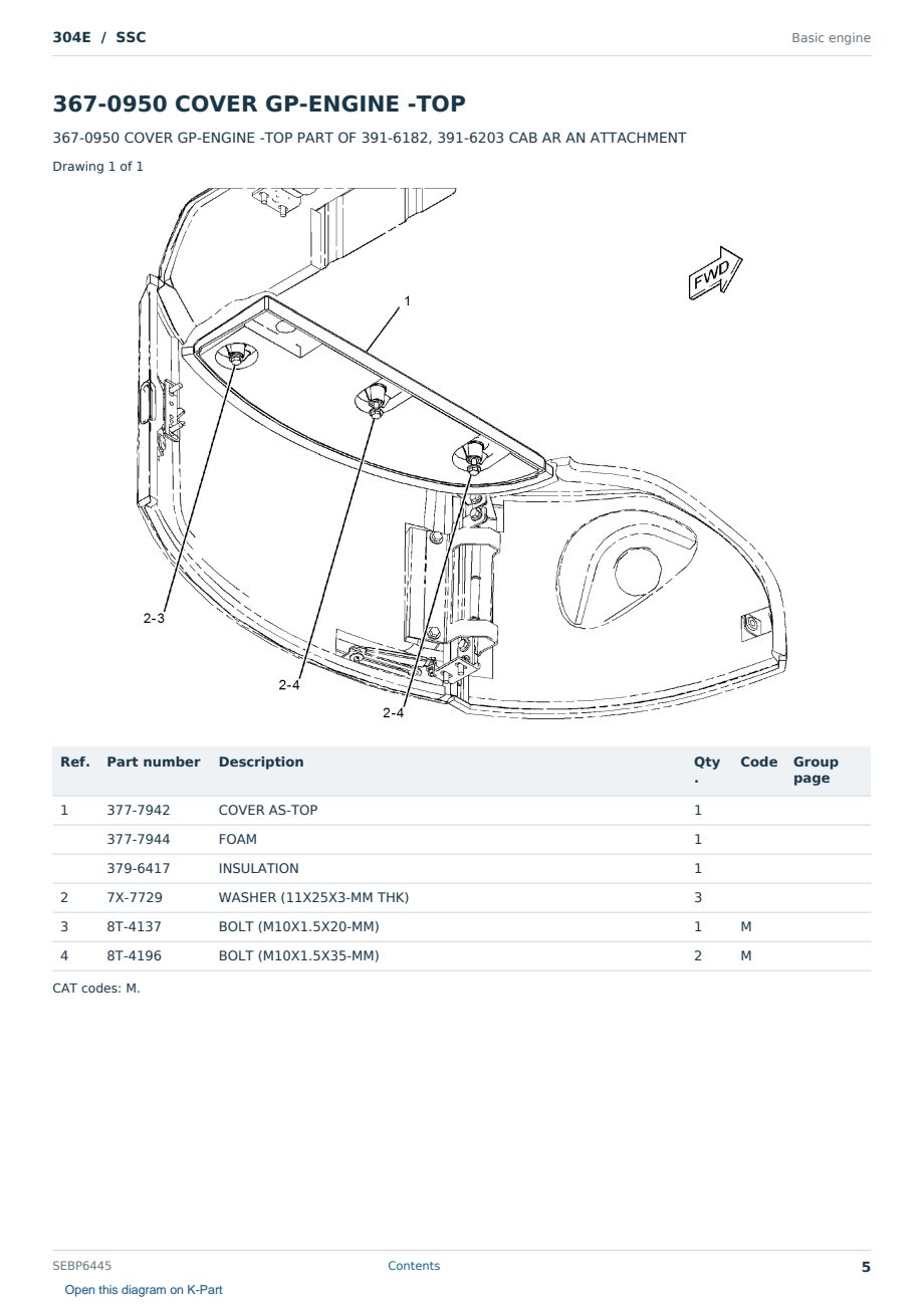 Caterpillar 304E S/N SSC Partsbook SEBP6445 (English) - sample page 5 of 10 Caterpillar 304E S/N SSC Partsbook SEBP6445 (English) - sample page 5 of 10