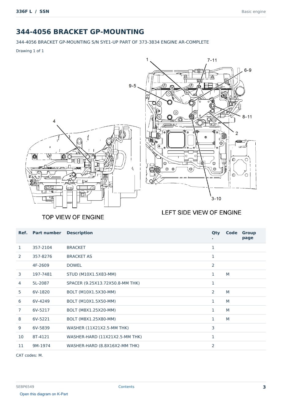 Caterpillar 336F L S/N SSN Partsbook SEBP6549 (English) - sample page 3 of 10 Caterpillar 336F L S/N SSN Partsbook SEBP6549 (English) - sample page 3 of 10