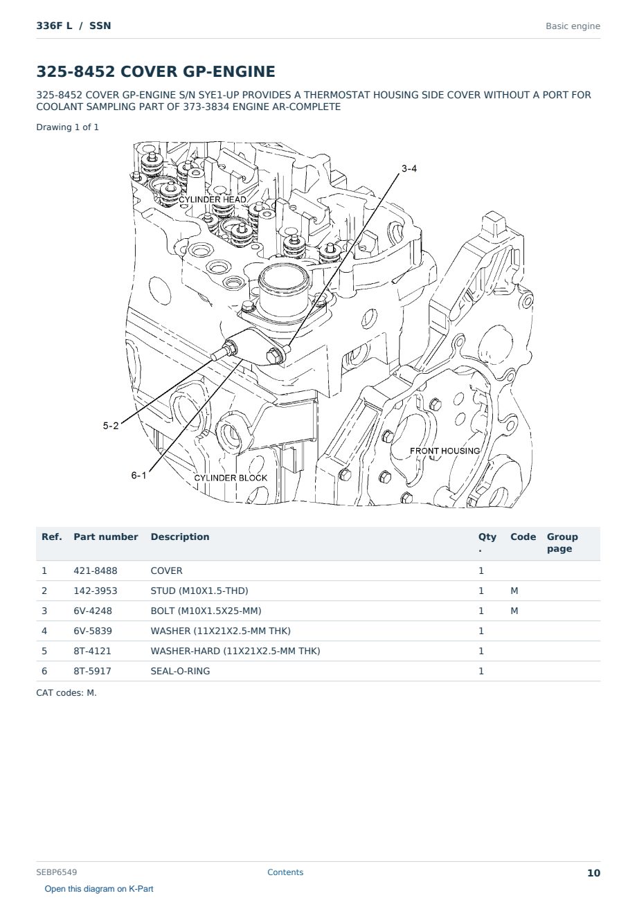 Caterpillar 336F L S/N SSN Partsbook SEBP6549 (English) - sample page 10 of 10 Caterpillar 336F L S/N SSN Partsbook SEBP6549 (English) - sample page 10 of 10