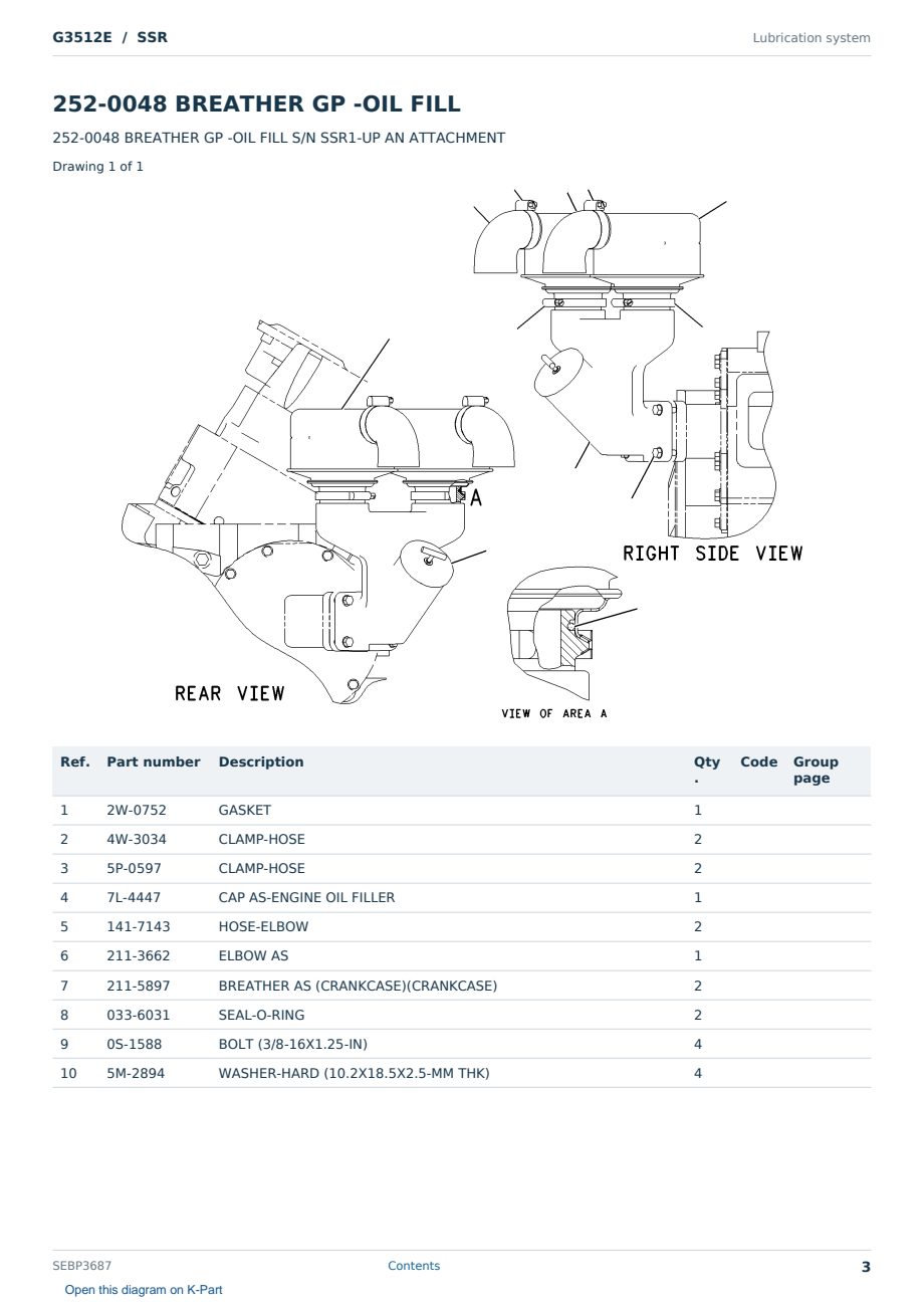 Caterpillar G3512E S/N SSR Partsbook SEBP3687 (English) - sample page 3 of 10 Caterpillar G3512E S/N SSR Partsbook SEBP3687 (English) - sample page 3 of 10