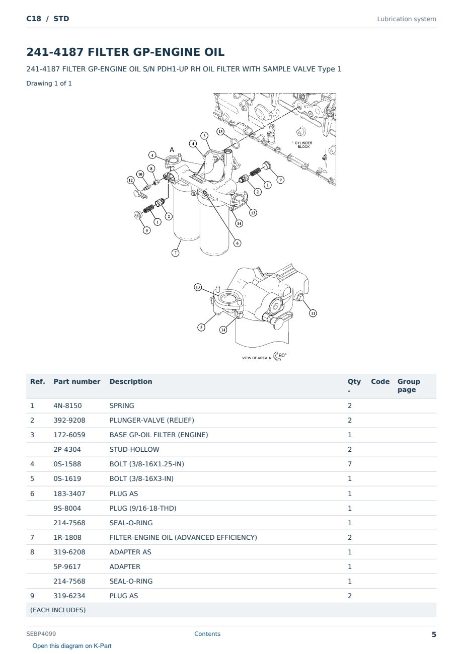 Caterpillar C18 S/N STD Partsbook SEBP4099 (English) - sample page 5 of 10 Caterpillar C18 S/N STD Partsbook SEBP4099 (English) - sample page 5 of 10