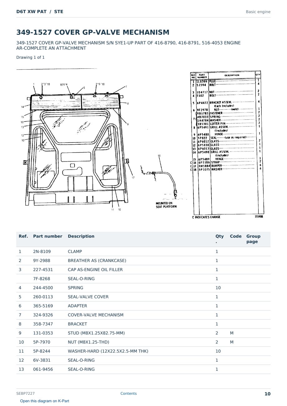 Caterpillar D6T XW PAT S/N STE Partsbook SEBP7227 (English) - sample page 10 of 10 Caterpillar D6T XW PAT S/N STE Partsbook SEBP7227 (English) - sample page 10 of 10
