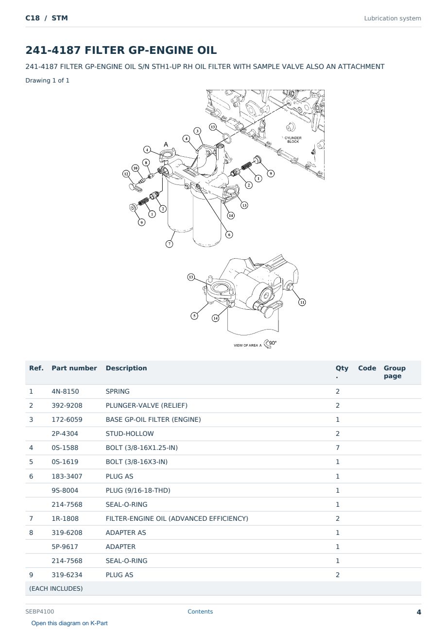 Caterpillar C18 S/N STM Partsbook SEBP4100 (English) - sample page 4 of 10 Caterpillar C18 S/N STM Partsbook SEBP4100 (English) - sample page 4 of 10
