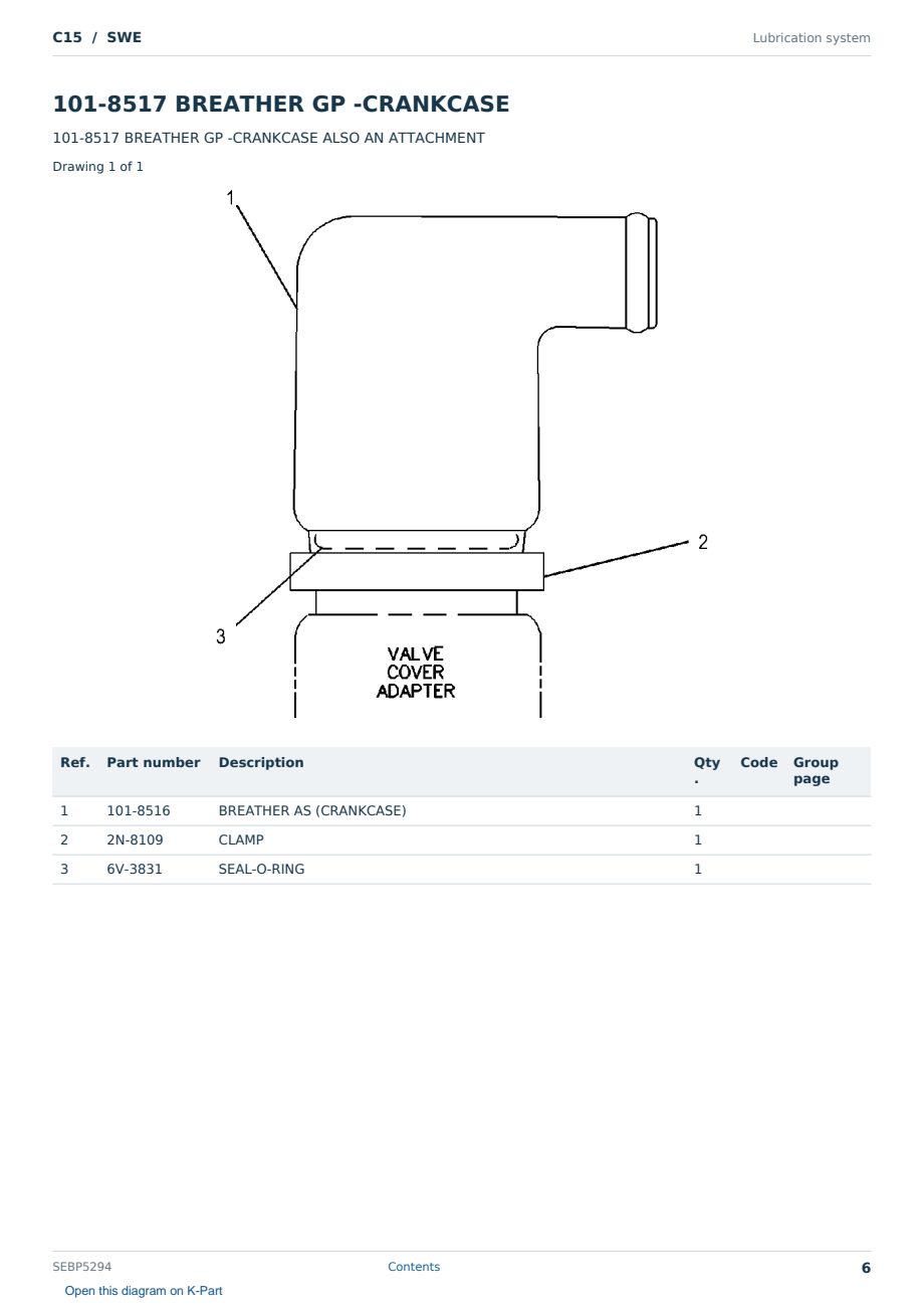 Caterpillar C15 S/N SWE Partsbook SEBP5294 (English) - sample page 6 of 10 Caterpillar C15 S/N SWE Partsbook SEBP5294 (English) - sample page 6 of 10