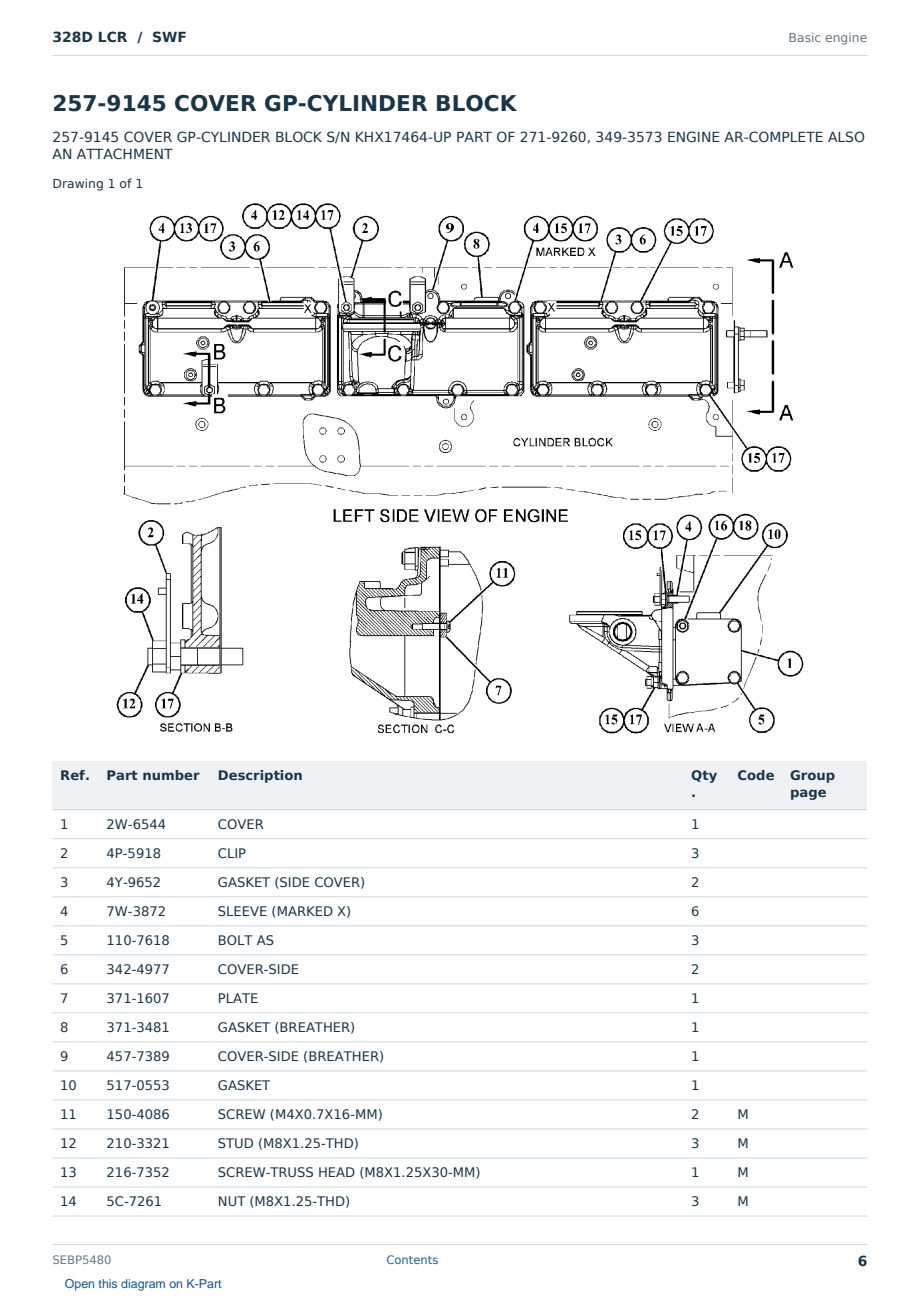 Caterpillar 328D LCR S/N SWF Partsbook SEBP5480 (English) - sample page 6 of 10 Caterpillar 328D LCR S/N SWF Partsbook SEBP5480 (English) - sample page 6 of 10