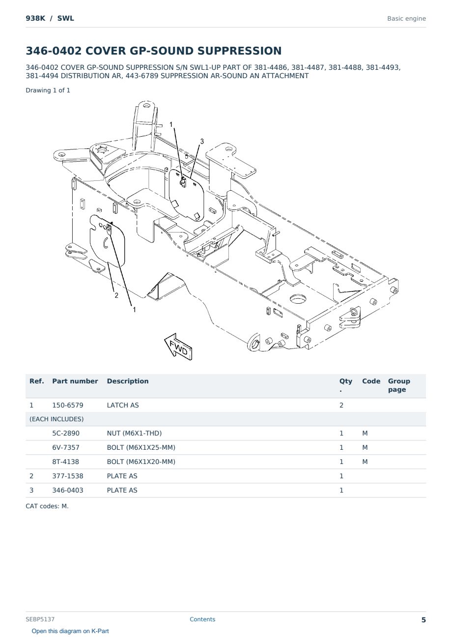 Caterpillar 938K S/N SWL Partsbook SEBP5137 (English) - sample page 5 of 10 Caterpillar 938K S/N SWL Partsbook SEBP5137 (English) - sample page 5 of 10