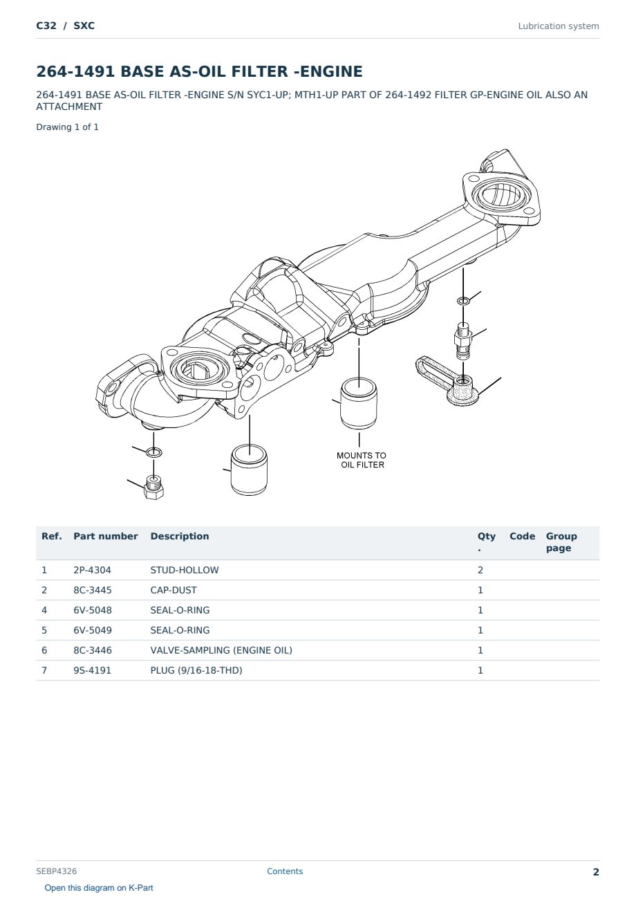Caterpillar C32 S/N SXC Partsbook SEBP4326 (English) - sample page 2 of 10 Caterpillar C32 S/N SXC Partsbook SEBP4326 (English) - sample page 2 of 10
