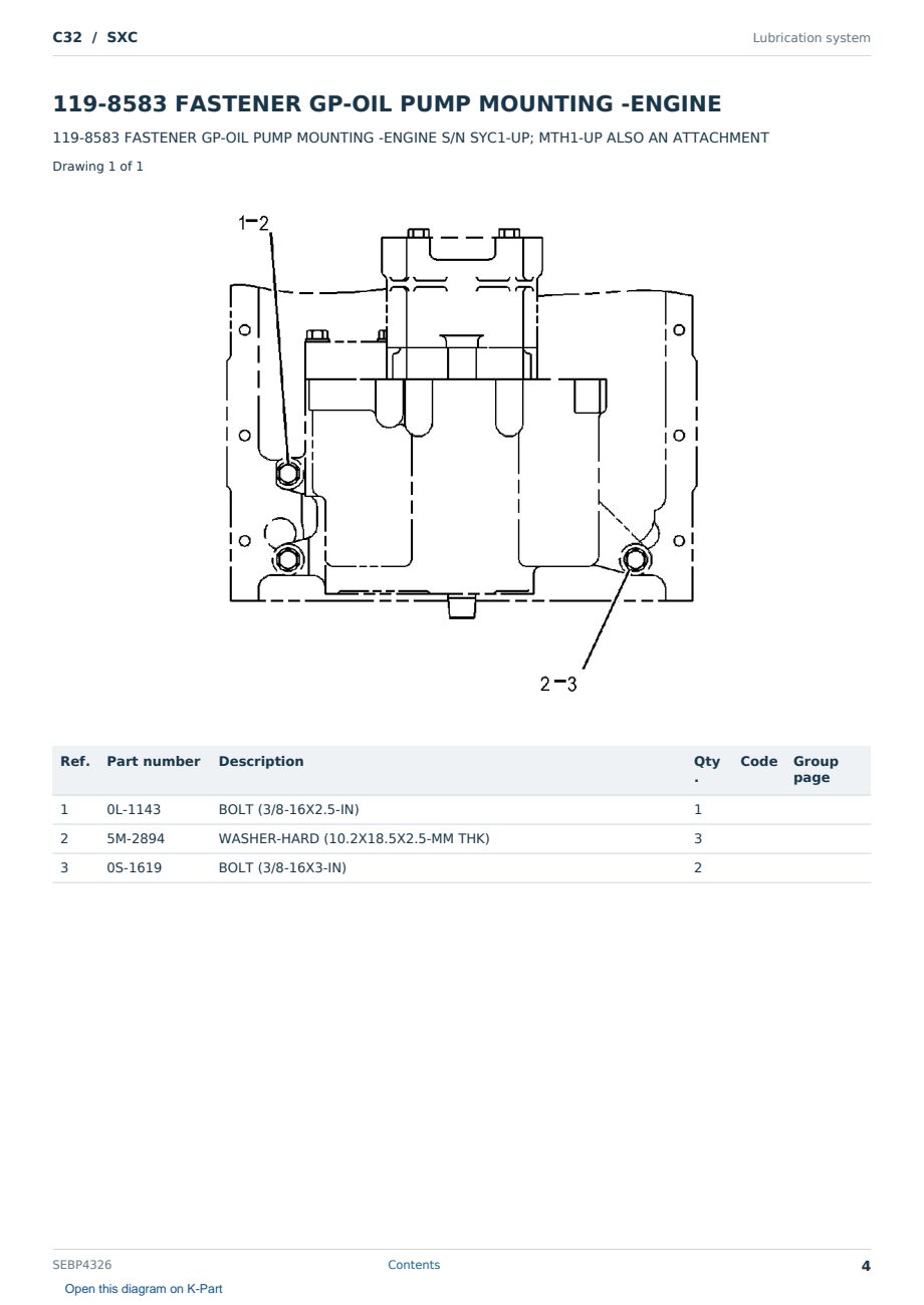 Caterpillar C32 S/N SXC Partsbook SEBP4326 (English) - sample page 4 of 10 Caterpillar C32 S/N SXC Partsbook SEBP4326 (English) - sample page 4 of 10