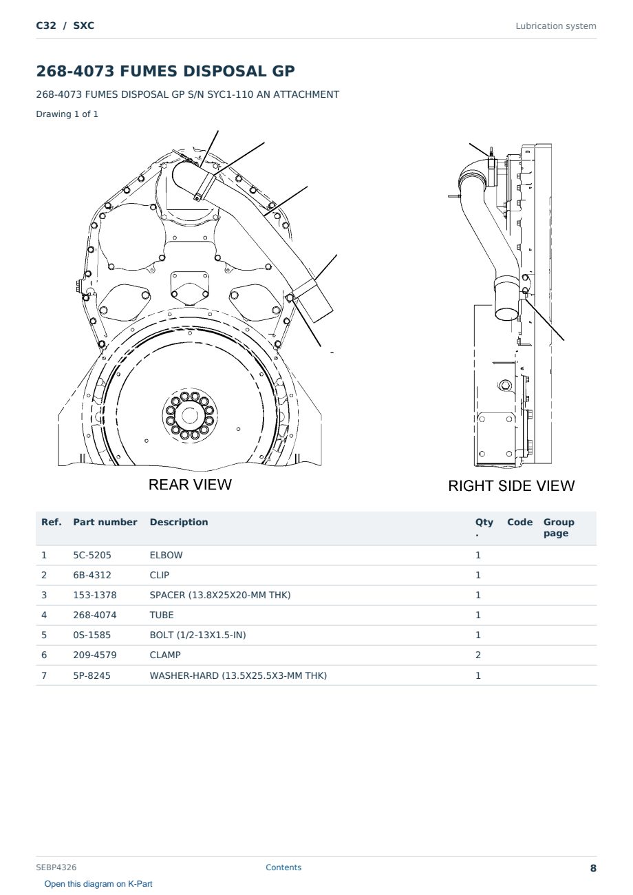 Caterpillar C32 S/N SXC Partsbook SEBP4326 (English) - sample page 8 of 10 Caterpillar C32 S/N SXC Partsbook SEBP4326 (English) - sample page 8 of 10
