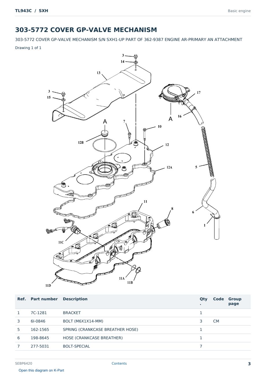 Caterpillar TL943C S/N SXH Partsbook SEBP6420 (English) - sample page 3 of 10 Caterpillar TL943C S/N SXH Partsbook SEBP6420 (English) - sample page 3 of 10