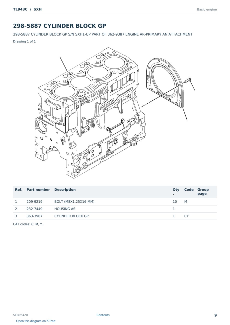 Caterpillar TL943C S/N SXH Partsbook SEBP6420 (English) - sample page 9 of 10 Caterpillar TL943C S/N SXH Partsbook SEBP6420 (English) - sample page 9 of 10