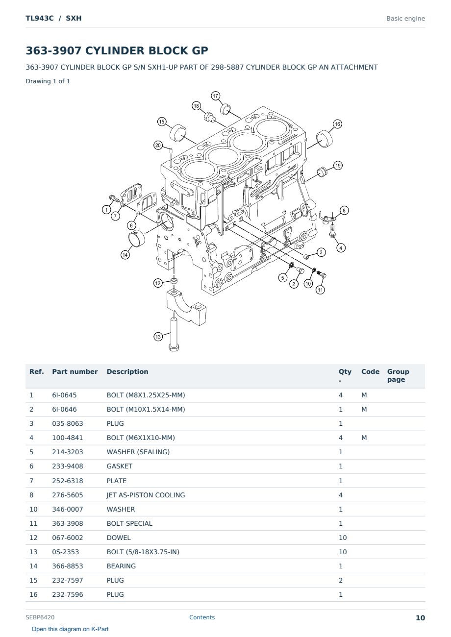 Caterpillar TL943C S/N SXH Partsbook SEBP6420 (English) - sample page 10 of 10 Caterpillar TL943C S/N SXH Partsbook SEBP6420 (English) - sample page 10 of 10