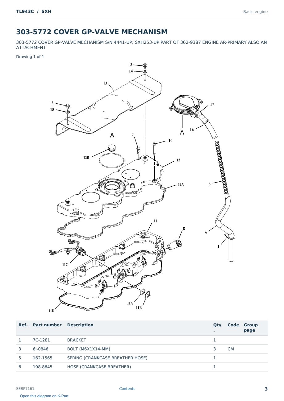 Caterpillar TL943C S/N SXH Partsbook SEBP7161 (English) - sample page 3 of 10 Caterpillar TL943C S/N SXH Partsbook SEBP7161 (English) - sample page 3 of 10