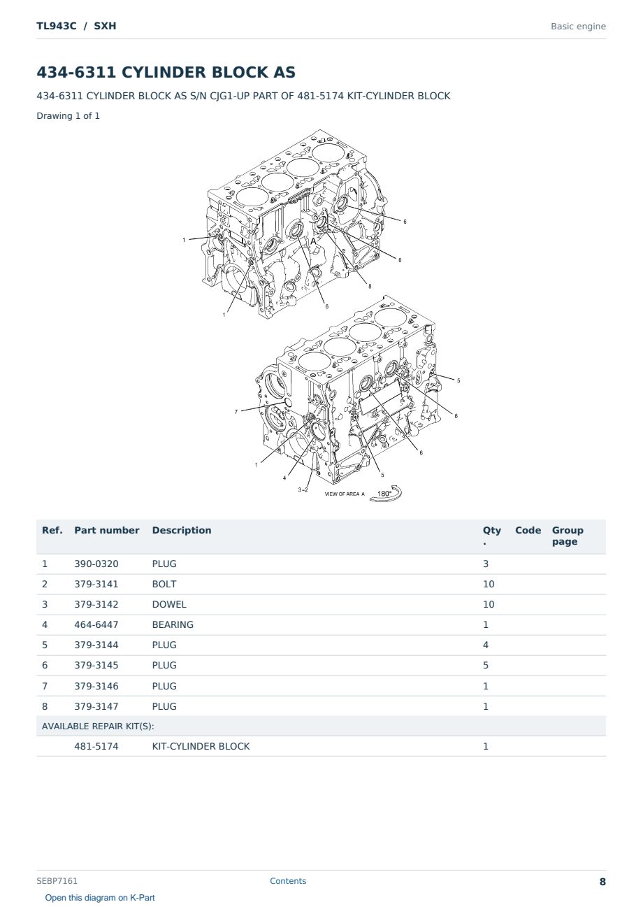 Caterpillar TL943C S/N SXH Partsbook SEBP7161 (English) - sample page 8 of 10 Caterpillar TL943C S/N SXH Partsbook SEBP7161 (English) - sample page 8 of 10