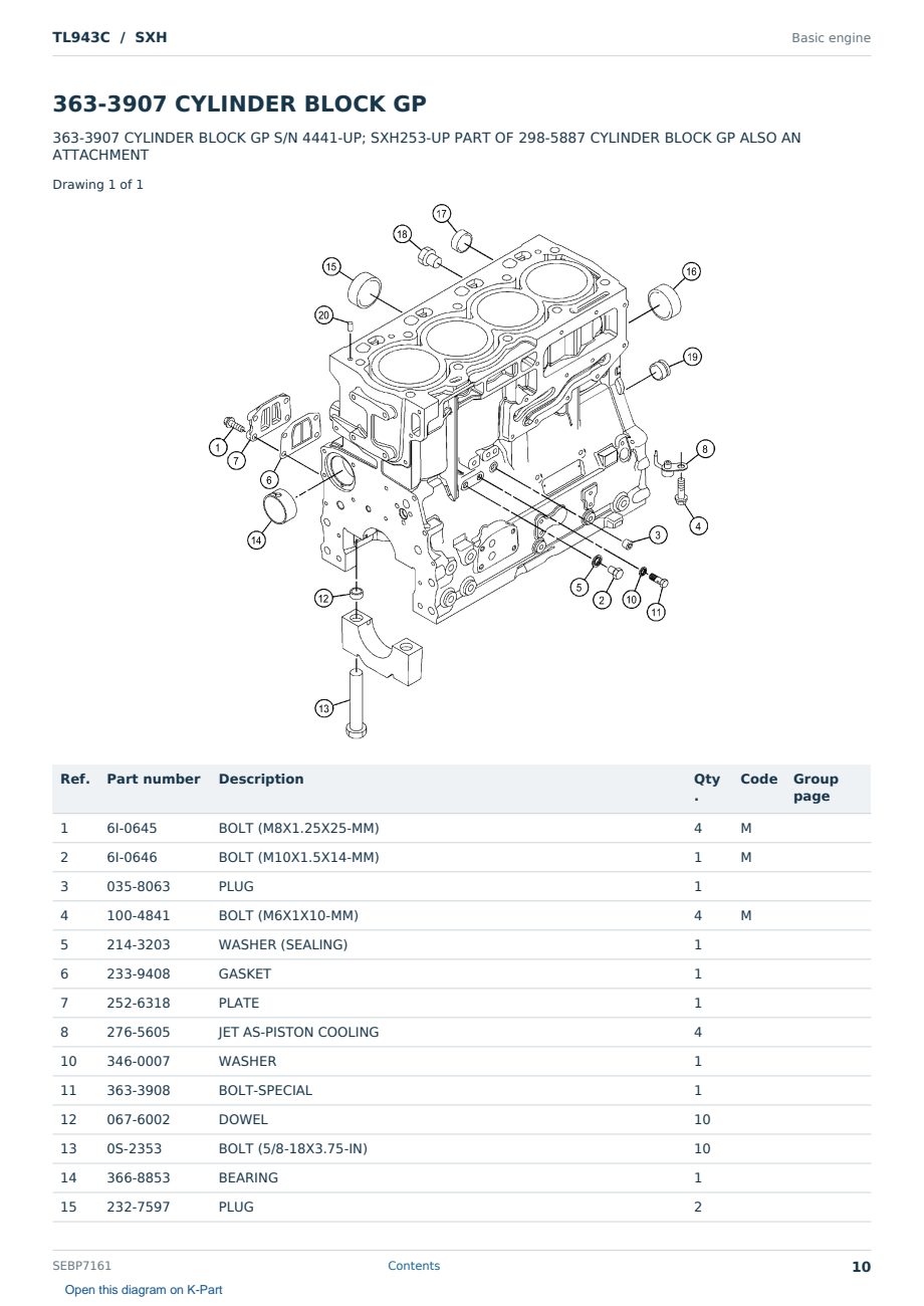 Caterpillar TL943C S/N SXH Partsbook SEBP7161 (English) - sample page 10 of 10 Caterpillar TL943C S/N SXH Partsbook SEBP7161 (English) - sample page 10 of 10