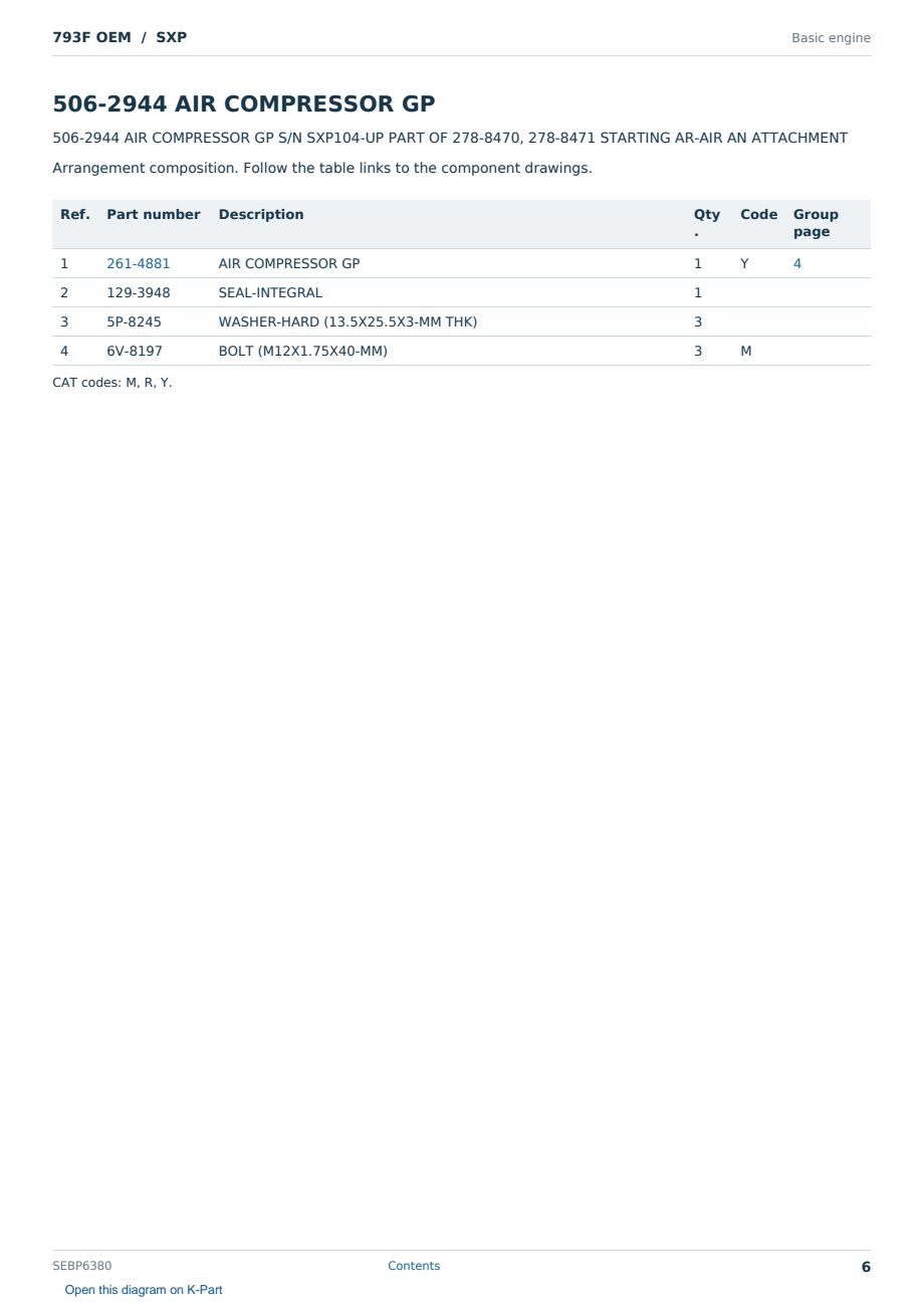 Caterpillar 793F OEM S/N SXP Partsbook SEBP6380 (English) - sample page 6 of 10 Caterpillar 793F OEM S/N SXP Partsbook SEBP6380 (English) - sample page 6 of 10