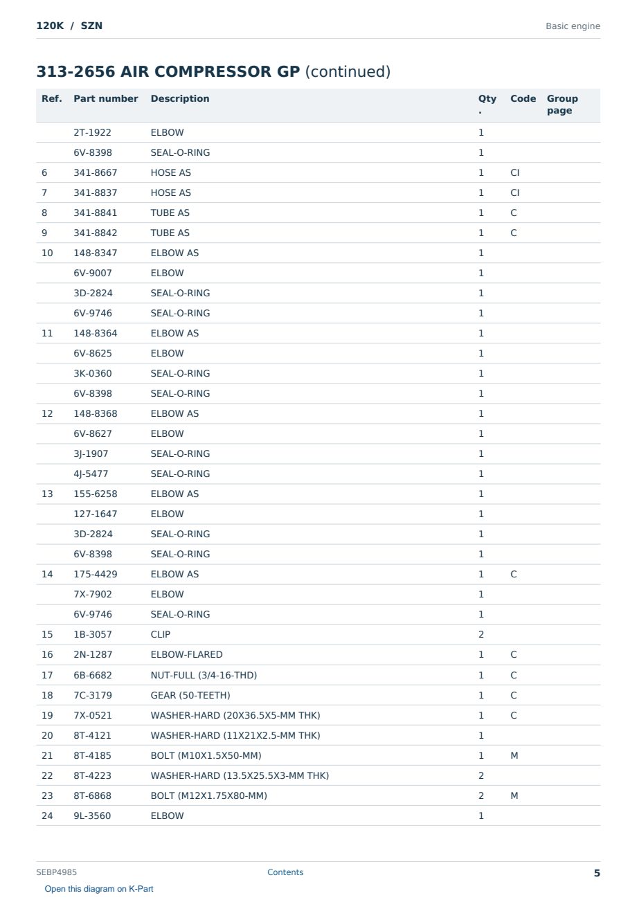 Caterpillar 120K S/N SZN Partsbook SEBP4985 (English) - sample page 5 of 10 Caterpillar 120K S/N SZN Partsbook SEBP4985 (English) - sample page 5 of 10