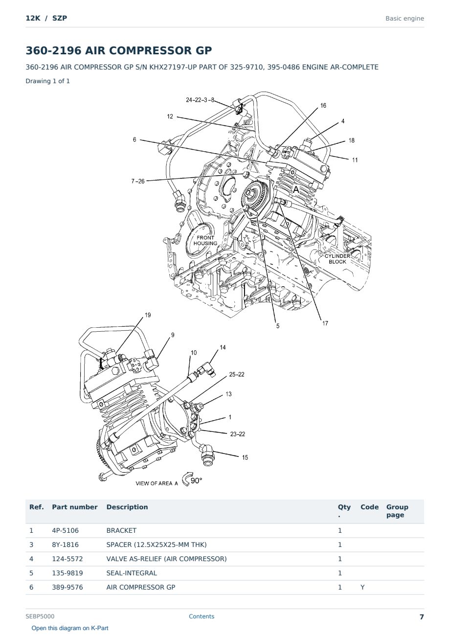 Caterpillar 12K S/N SZP Partsbook SEBP5000 (English) - sample page 7 of 10 Caterpillar 12K S/N SZP Partsbook SEBP5000 (English) - sample page 7 of 10