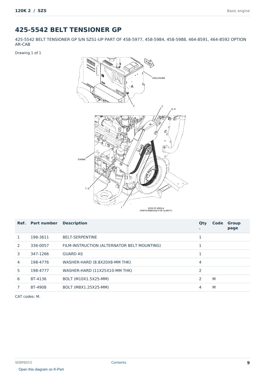 Caterpillar 120K 2 S/N SZS Partsbook SEBP6015 (English) - sample page 9 of 10 Caterpillar 120K 2 S/N SZS Partsbook SEBP6015 (English) - sample page 9 of 10