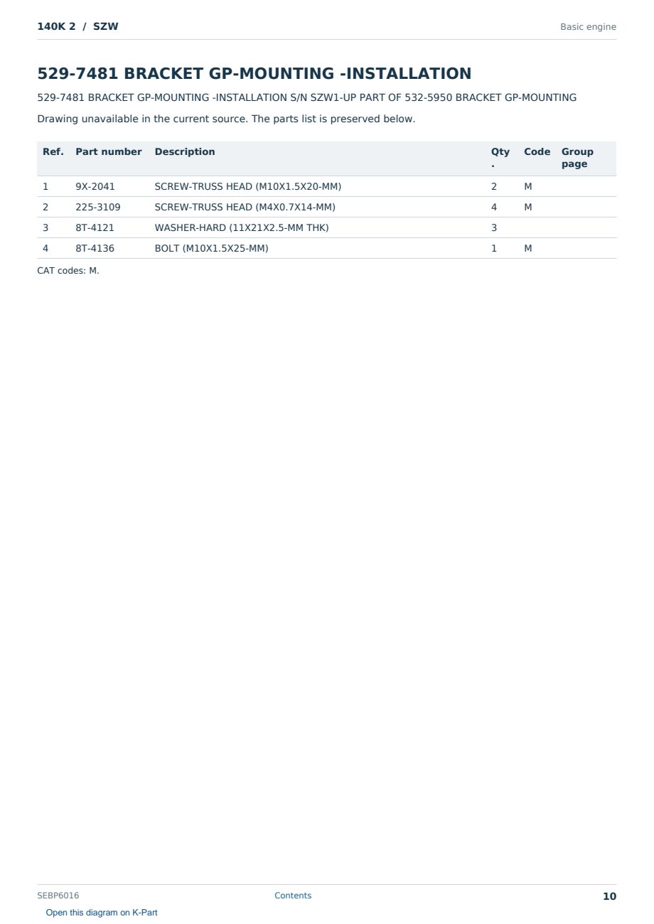 Caterpillar 140K 2 S/N SZW Partsbook SEBP6016 (English) - sample page 10 of 10 Caterpillar 140K 2 S/N SZW Partsbook SEBP6016 (English) - sample page 10 of 10