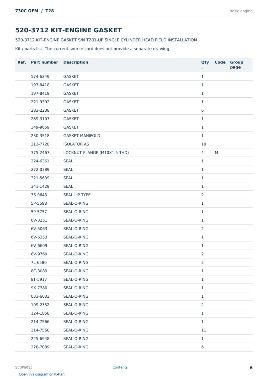 Caterpillar 730C OEM S/N T28 Partsbook SEBP6013 (English) - sample page 6 of 10 Caterpillar 730C OEM S/N T28 Partsbook SEBP6013 (English) - sample page 6 of 10