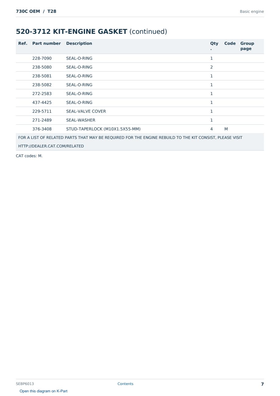Caterpillar 730C OEM S/N T28 Partsbook SEBP6013 (English) - sample page 7 of 10 Caterpillar 730C OEM S/N T28 Partsbook SEBP6013 (English) - sample page 7 of 10