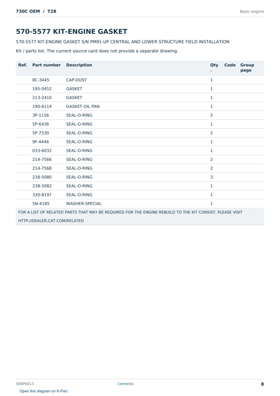 Caterpillar 730C OEM S/N T28 Partsbook SEBP6013 (English) - sample page 8 of 10 Caterpillar 730C OEM S/N T28 Partsbook SEBP6013 (English) - sample page 8 of 10