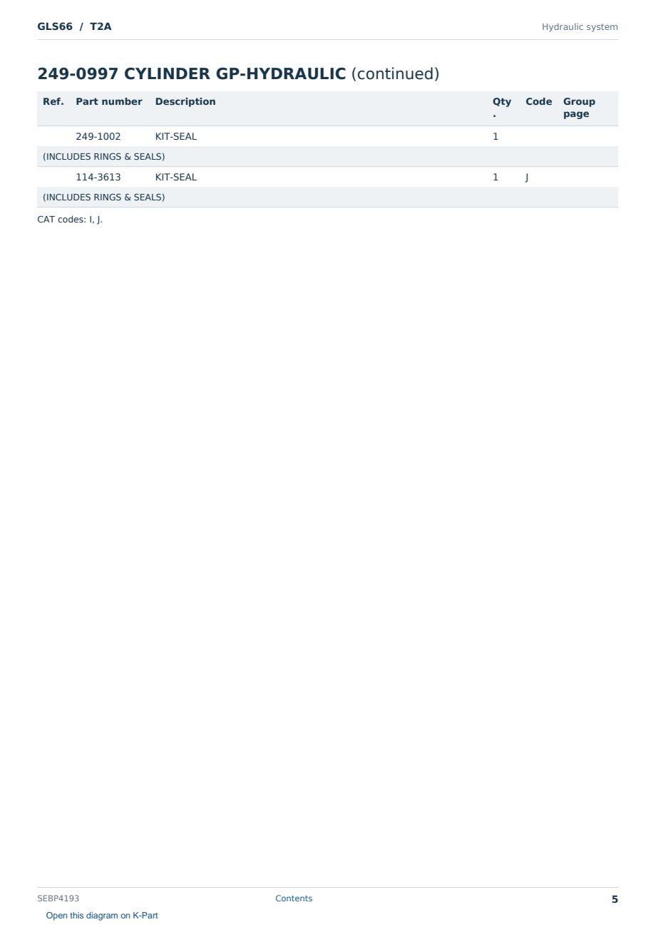 Caterpillar GLS66 S/N T2A Partsbook SEBP4193 (English) - sample page 5 of 10 Caterpillar GLS66 S/N T2A Partsbook SEBP4193 (English) - sample page 5 of 10