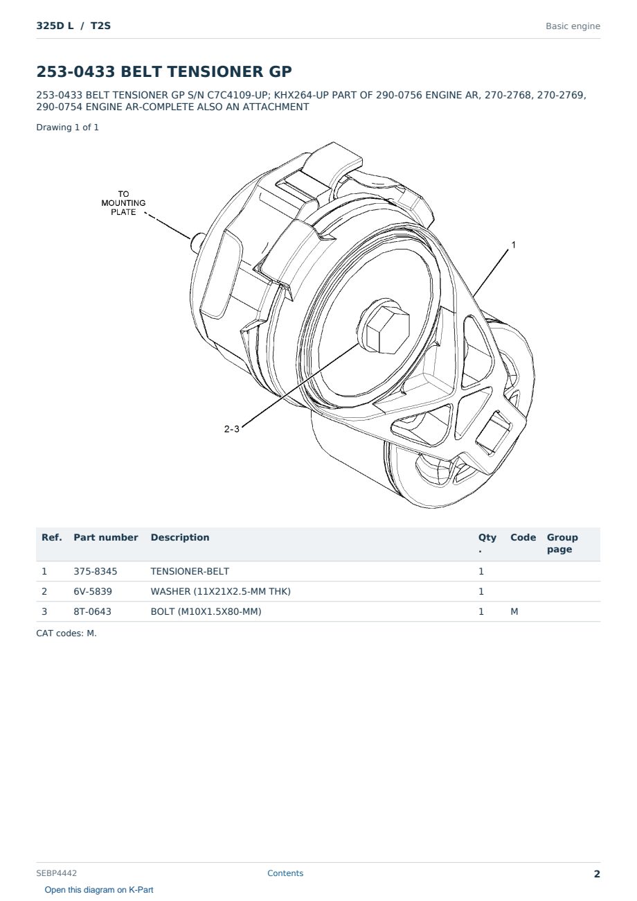 Caterpillar 325D L S/N T2S Partsbook SEBP4442 (English) - sample page 2 of 10 Caterpillar 325D L S/N T2S Partsbook SEBP4442 (English) - sample page 2 of 10