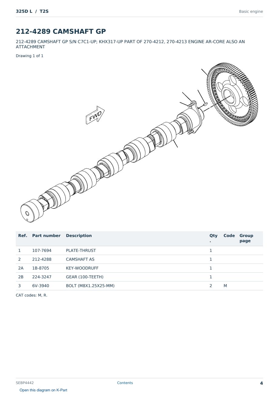Caterpillar 325D L S/N T2S Partsbook SEBP4442 (English) - sample page 4 of 10 Caterpillar 325D L S/N T2S Partsbook SEBP4442 (English) - sample page 4 of 10