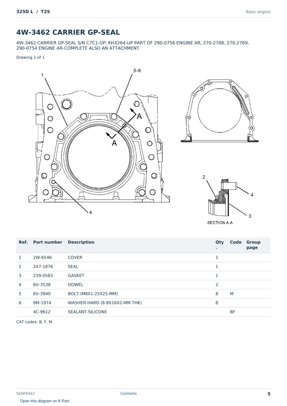 Caterpillar 325D L S/N T2S Partsbook SEBP4442 (English) - sample page 5 of 10 Caterpillar 325D L S/N T2S Partsbook SEBP4442 (English) - sample page 5 of 10