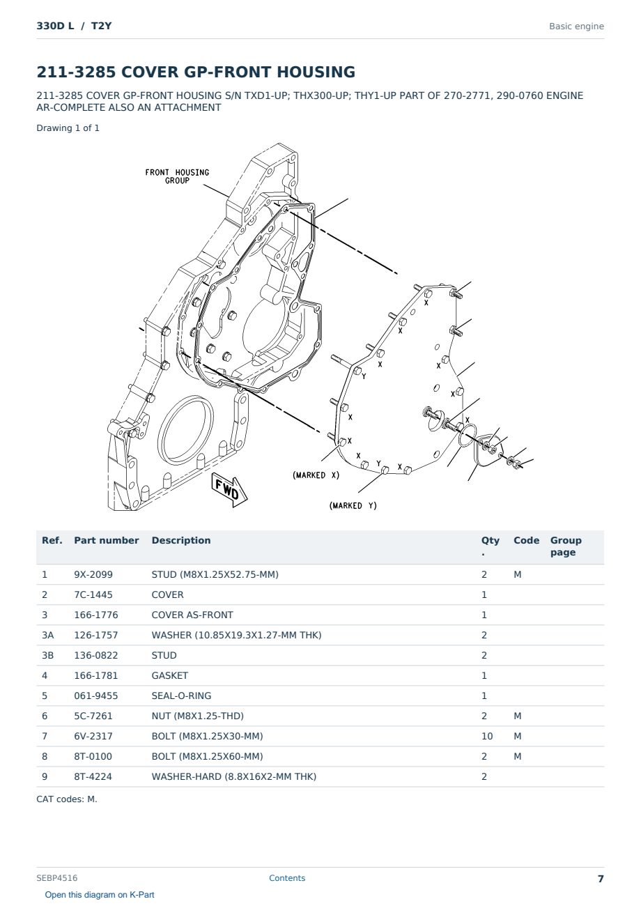 Caterpillar 330D L S/N T2Y Partsbook SEBP4516 (English) - sample page 7 of 10 Caterpillar 330D L S/N T2Y Partsbook SEBP4516 (English) - sample page 7 of 10