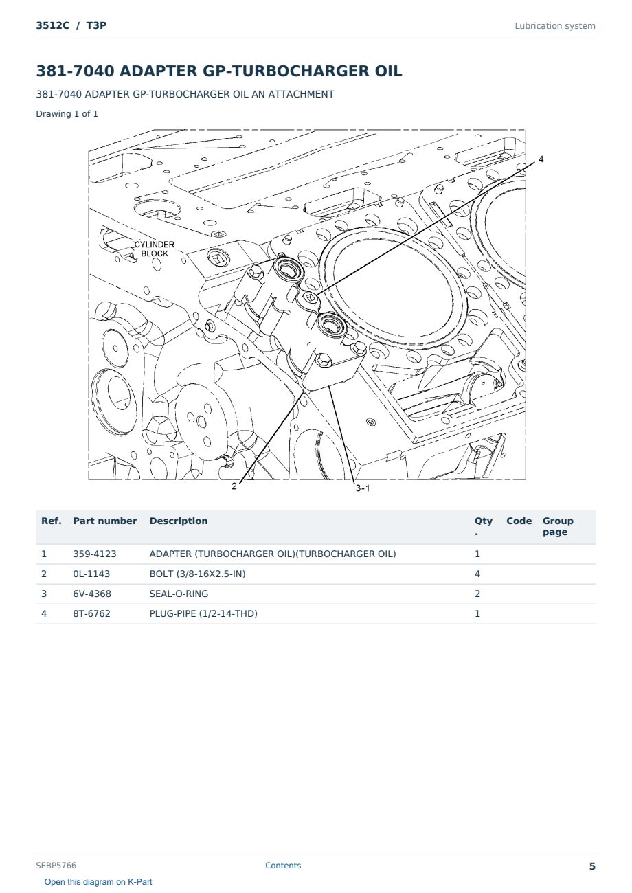 Caterpillar 3512C S/N T3P Partsbook SEBP5766 (English) - sample page 5 of 10 Caterpillar 3512C S/N T3P Partsbook SEBP5766 (English) - sample page 5 of 10